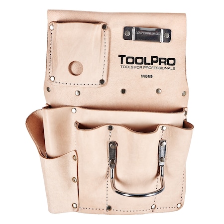 Toolpro Pouch, 8 Pocket Top Grain Leather Drywall Pouch Right Handed, Leather TP00485